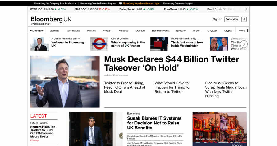 Bloomberg rivista web design layout giornale ispirazione