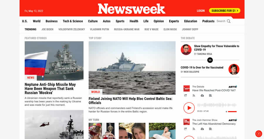 แรงบันดาลใจในการออกแบบเว็บนิตยสาร Newsweek