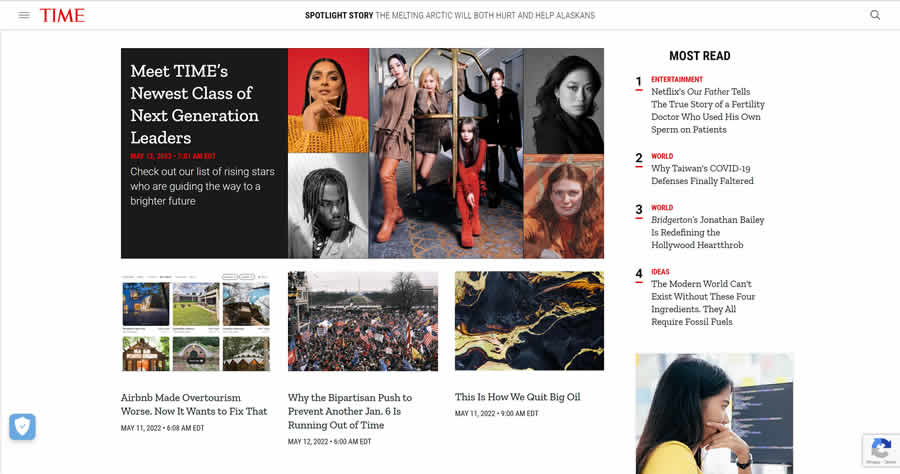 Time magazine web design mise en page journal inspiration