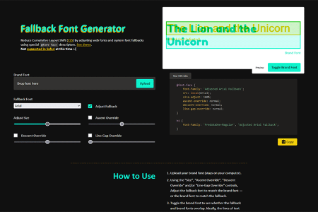 Pequena ferramenta para Web Designers Fallback Font Generator