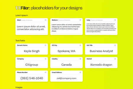 Piccolo piccolo strumento per il riempimento dell'interfaccia utente dei web designer