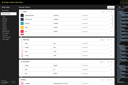 Piccolo piccolo strumento per i web designer Generatore di token di progettazione