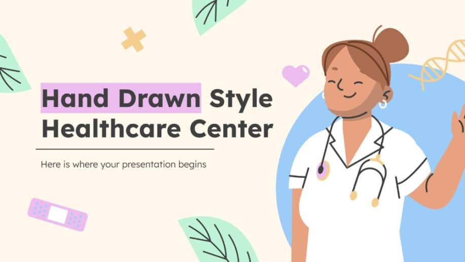 Meilleur modèle gratuit de soins infirmiers PowerPoint: Centre de soins de santé de style dessiné à la main