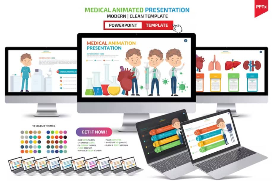 Cel mai bun șablon PowerPoint de îngrijire medicală: șablon de animație medicală