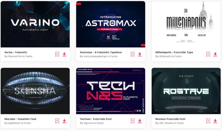 Envato Elements'tan Fütüristik Yazı Tipleri