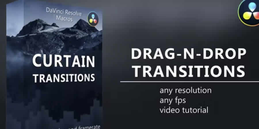 Curtain Transitions free davinci resolve modelo de design de movimento de vídeo