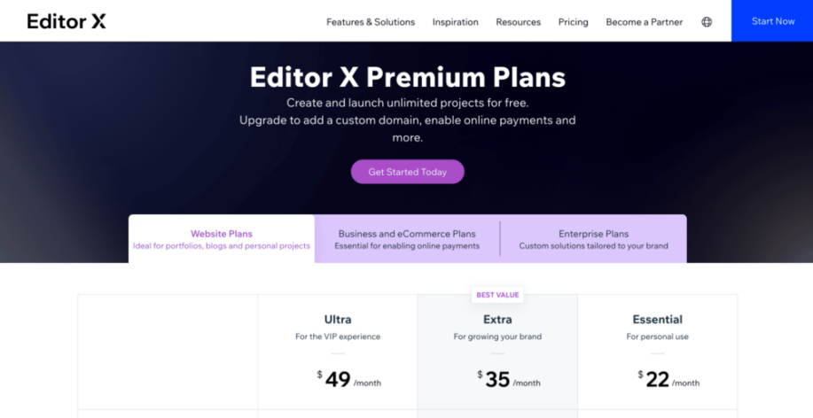 Editor X 定价和计划