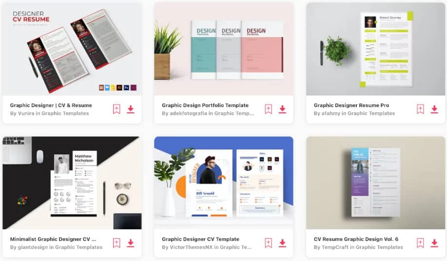 Шаблоны резюме графического дизайна от Envato