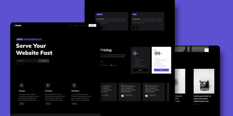 Hook Dark Plantilla web HTML CSS receptiva gratuita