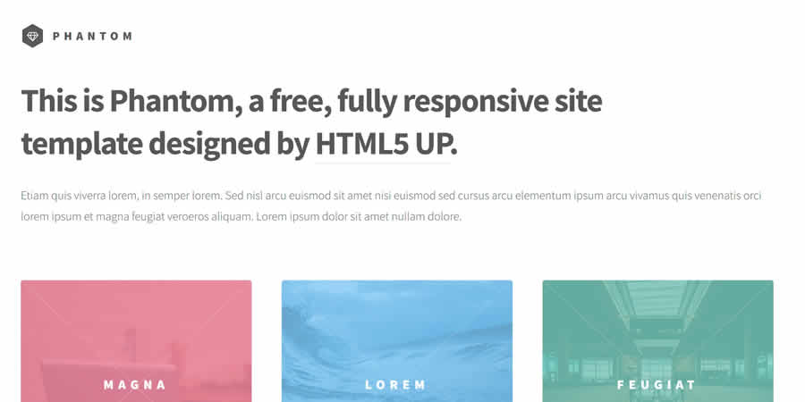 Modèle Web HTML CSS responsive gratuit pour Phantom Portfolio