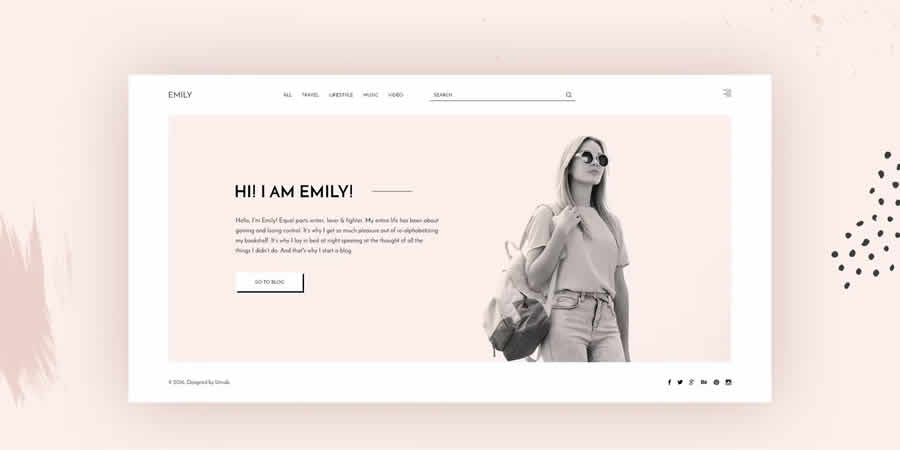 Modelo de Web HTML CSS Responsivo Gratuito Blog Pessoal Emily