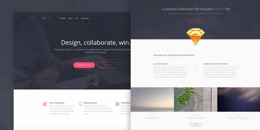 เทมเพลตเว็บ HTML CSS ที่ตอบสนอง Sedna หนึ่งหน้าฟรี