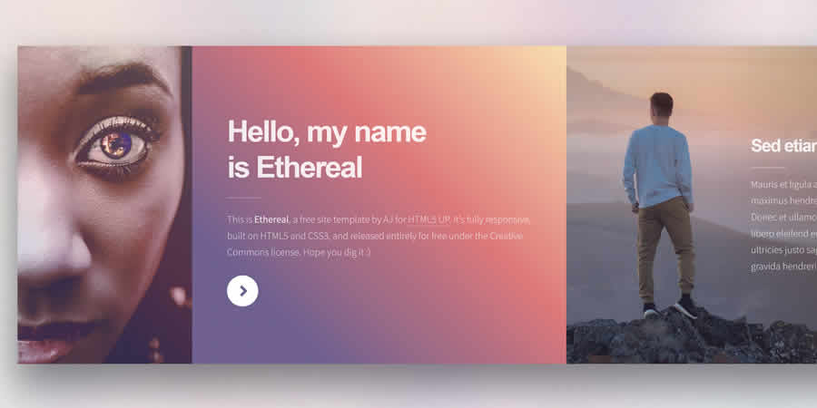 Ethereal 1 ページの垂直方向の無料のレスポンシブ HTML CSS Web テンプレート