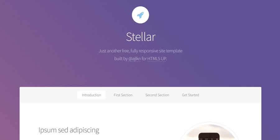 Stellar HTML5 Tek Sayfalık Ücretsiz Duyarlı HTML CSS Web Şablonu