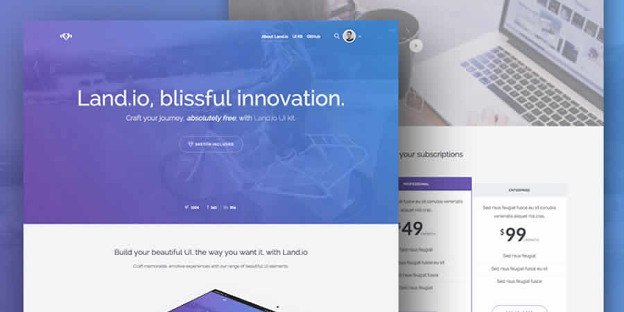 Land.io UI Kit Plantilla web HTML CSS receptiva gratuita