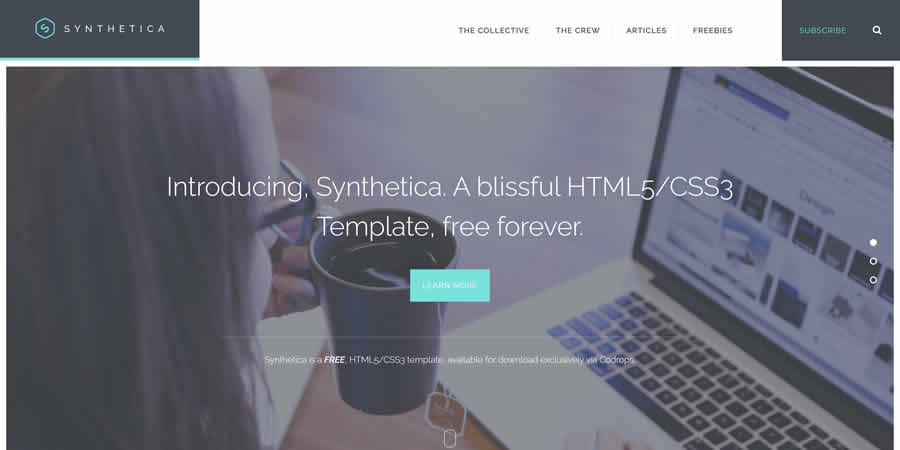 Șablon web CSS HTML receptiv gratuit de o pagină Synthetica