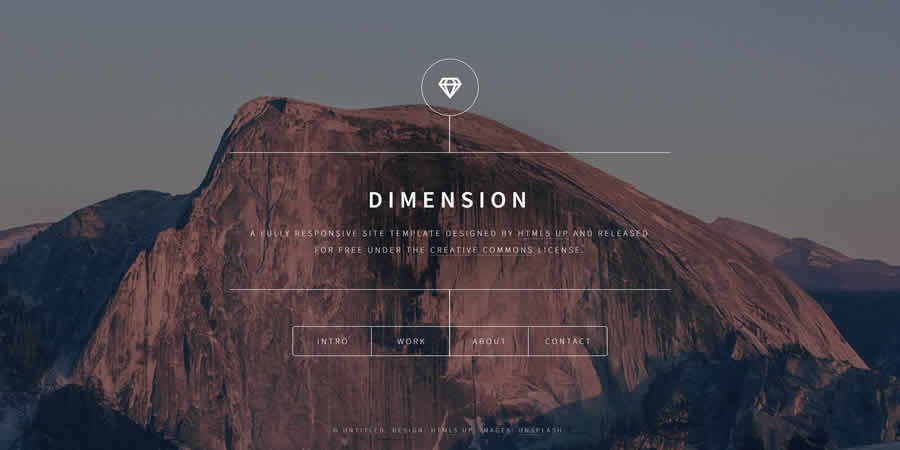 Dimension Одностраничный бесплатный адаптивный HTML CSS веб-шаблон