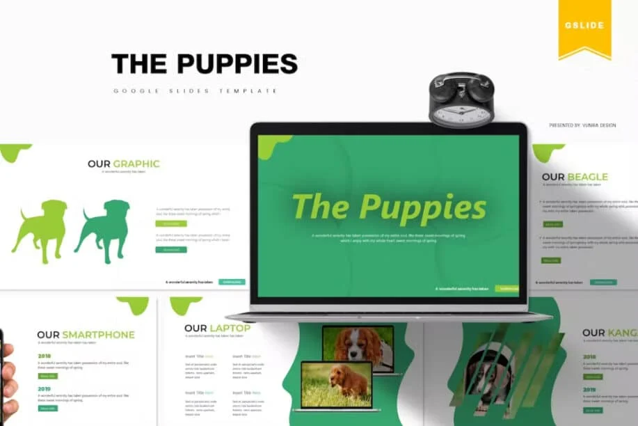 Șablonul de diapozitive Google Puppies