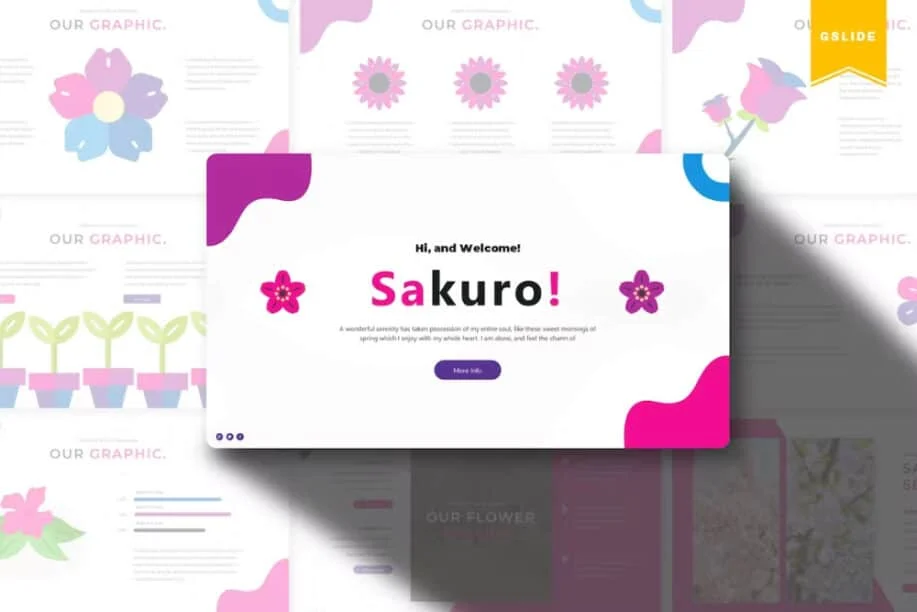 Sakuro! - Çiçek Temalı Google Slaytlar Şablonu