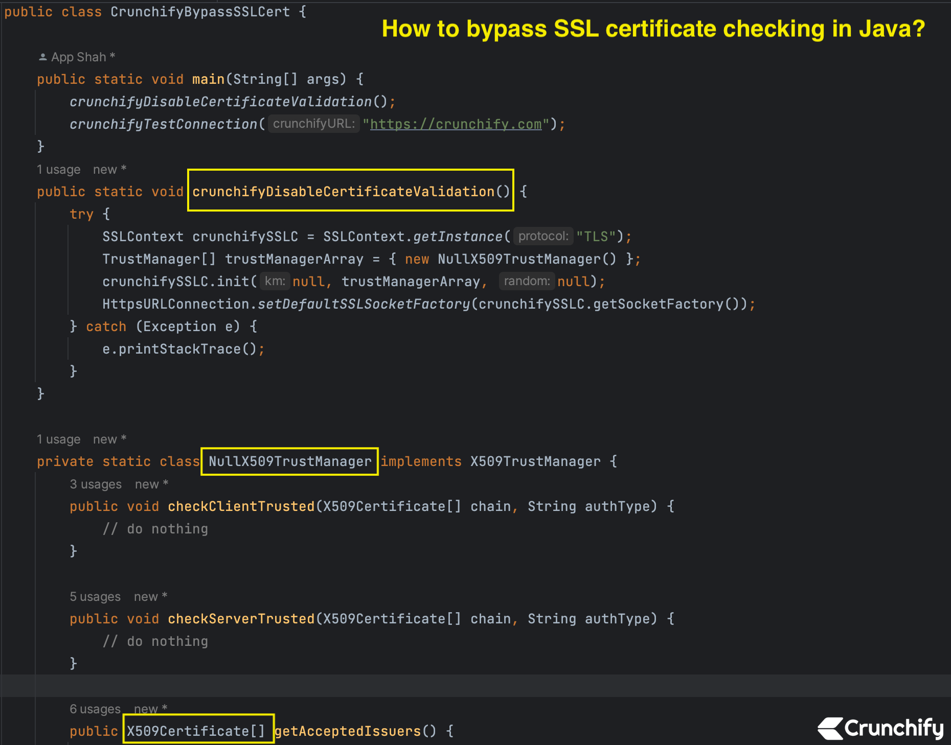 如何绕过 Java 中的 SSL 证书检查？