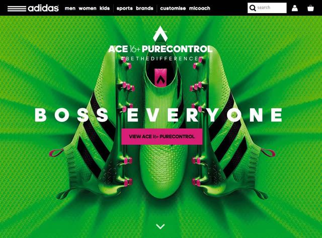 ejemplo sitio web de publicidad de la marca adidas ace 16